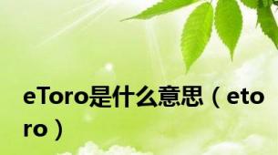 eToro是什么意思（etoro）