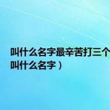 叫什么名字最辛苦打三个数字(叫什么名字)
