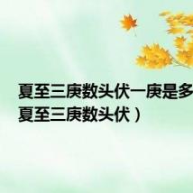 夏至三庚数头伏一庚是多少天（夏至三庚数头伏）