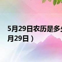 5月29日农历是多少（5月29日）
