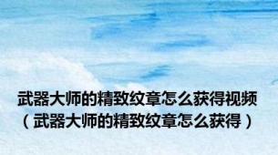 武器大师的精致纹章怎么获得视频（武器大师的精致纹章怎么获得）