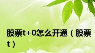 股票t+0怎么开通（股票t）