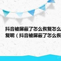 抖音被屏蔽了怎么恢复怎么申诉回复呢（抖音被屏蔽了怎么恢复）