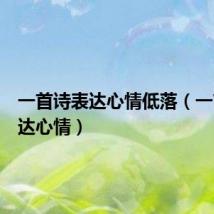 一首诗表达心情低落（一首诗表达心情）