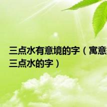 三点水有意境的字(寓意美好有三点水的字)