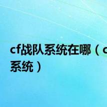 cf战队系统在哪(cf战队系统)