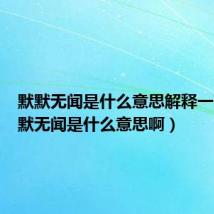 默默无闻是什么意思解释一下(默默无闻是什么意思啊)