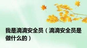 我是滴滴安全员（滴滴安全员是做什么的）