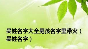 吴姓名字大全男孩名字里带火（吴姓名字）
