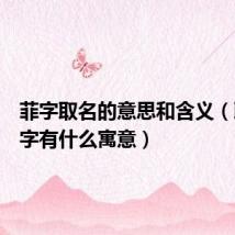 菲字取名的意思和含义（取名菲字有什么寓意）
