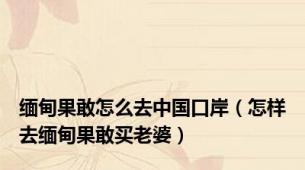缅甸果敢怎么去中国口岸（怎样去缅甸果敢买老婆）