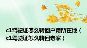 c1驾驶证怎么转回户籍所在地（c1驾驶证怎么转回老家）