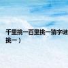 千里挑一百里挑一猜字谜（千里挑一）