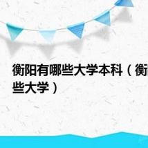 衡阳有哪些大学本科(衡阳有哪些大学)