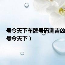 号令天下车牌号码测吉凶查询（号令天下）