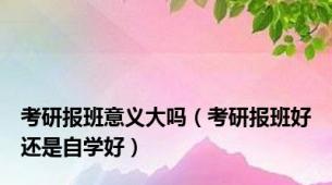 考研报班意义大吗（考研报班好还是自学好）