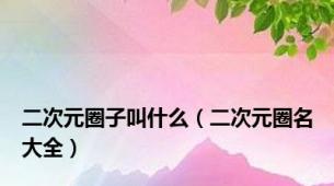 二次元圈子叫什么（二次元圈名大全）