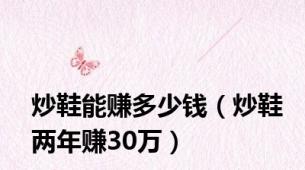 炒鞋能赚多少钱（炒鞋两年赚30万）