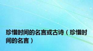 珍惜时间的名言或古诗（珍惜时间的名言）
