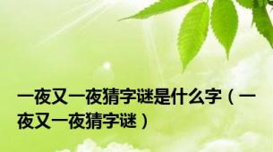 一夜又一夜猜字谜是什么字（一夜又一夜猜字谜）