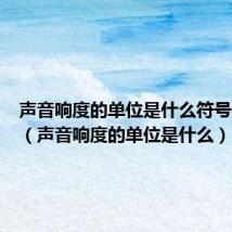 声音响度的单位是什么符号是什么(声音响度的单位是什么)