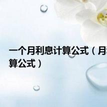 一个月利息计算公式（月利息计算公式）