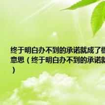 终于明白办不到的承诺就成了枷锁是什么意思(终于明白办不到的承诺就成了枷锁)