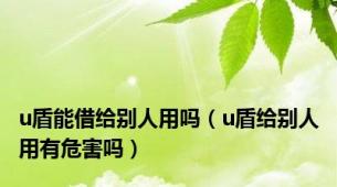 u盾能借给别人用吗（u盾给别人用有危害吗）