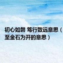 初心如磐 笃行致远意思(精诚所至金石为开的意思)
