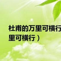 杜甫的万里可横行（万里可横行）