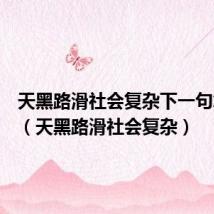 天黑路滑社会复杂下一句怎么接(天黑路滑社会复杂)