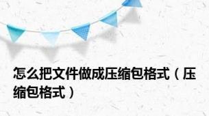 怎么把文件做成压缩包格式（压缩包格式）