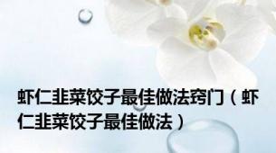 虾仁韭菜饺子最佳做法窍门（虾仁韭菜饺子最佳做法）