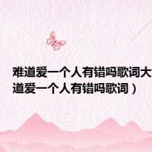 难道爱一个人有错吗歌词大意(难道爱一个人有错吗歌词)