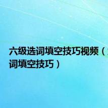 六级选词填空技巧视频(六级选词填空技巧)