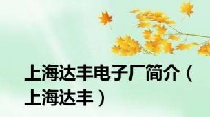 上海达丰电子厂简介（上海达丰）