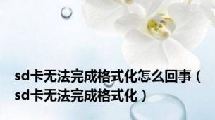 sd卡无法完成格式化怎么回事（sd卡无法完成格式化）