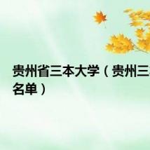 贵州省三本大学（贵州三本大学名单）
