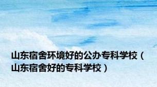 山东宿舍环境好的公办专科学校（山东宿舍好的专科学校）