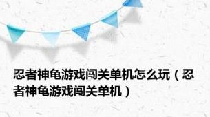 忍者神龟游戏闯关单机怎么玩（忍者神龟游戏闯关单机）
