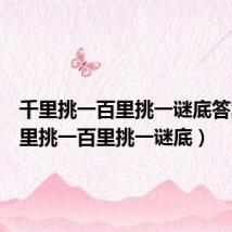 千里挑一百里挑一谜底答案(千里挑一百里挑一谜底)