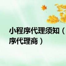小程序代理须知（小程序代理商）