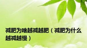 减肥为啥越减越肥（减肥为什么越减越慢）