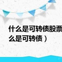 什么是可转债股票（什么是可转债）
