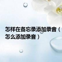 怎样在备忘录添加录音(备忘录怎么添加录音)