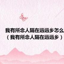 我有所念人隔在远远乡怎么回复他(我有所念人隔在远远乡)
