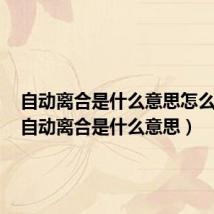 自动离合是什么意思怎么使用(自动离合是什么意思)