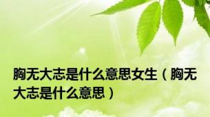 胸无大志是什么意思女生（胸无大志是什么意思）