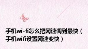 手机wi-fi怎么把网速调到最快（手机wifi设置网速变快）