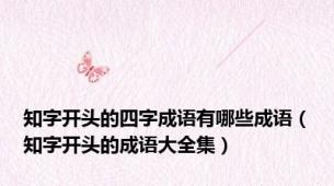 知字开头的四字成语有哪些成语（知字开头的成语大全集）
